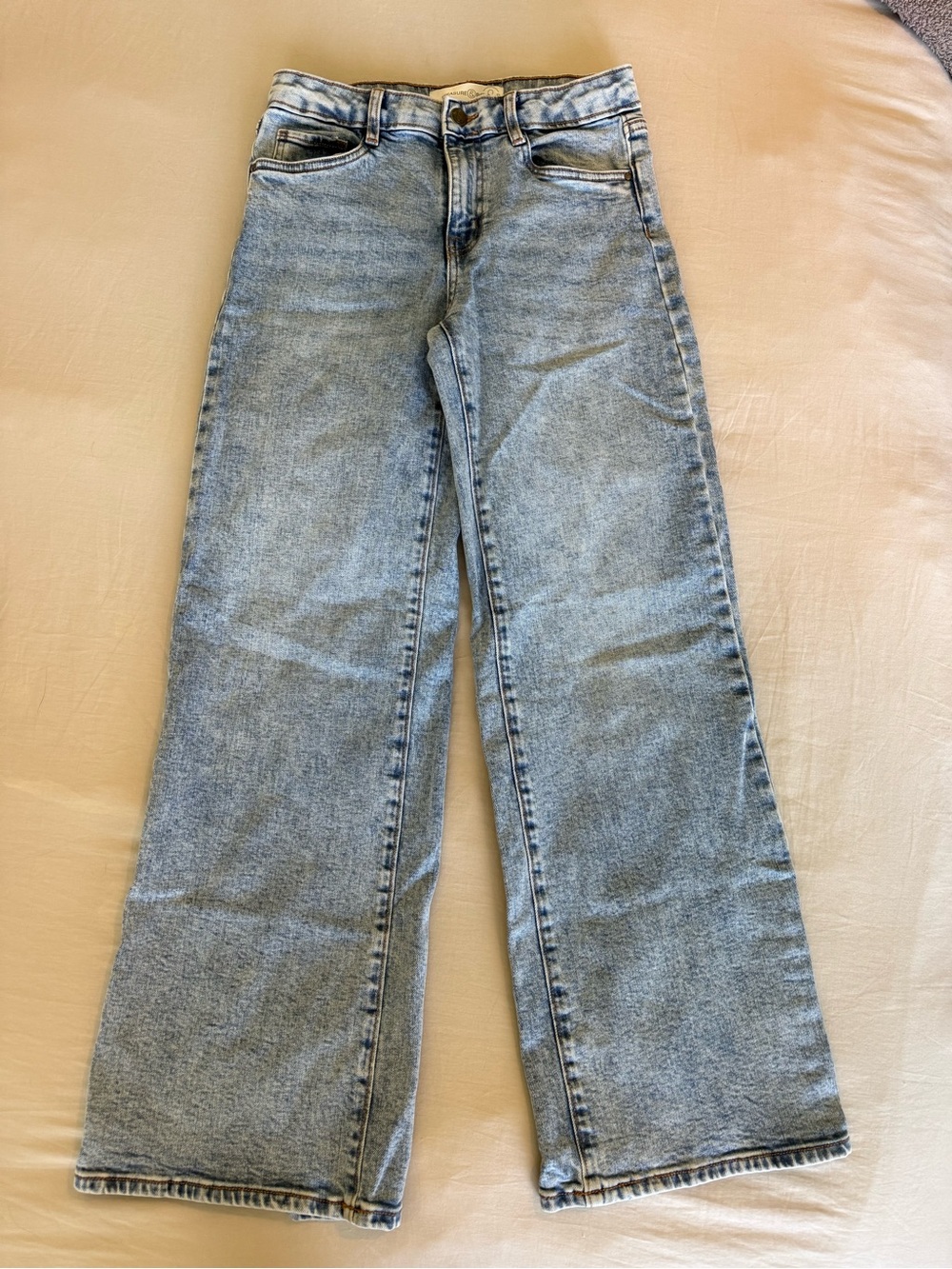 Treasure & Bond Girls Light Wash Wide-leg Jeans
